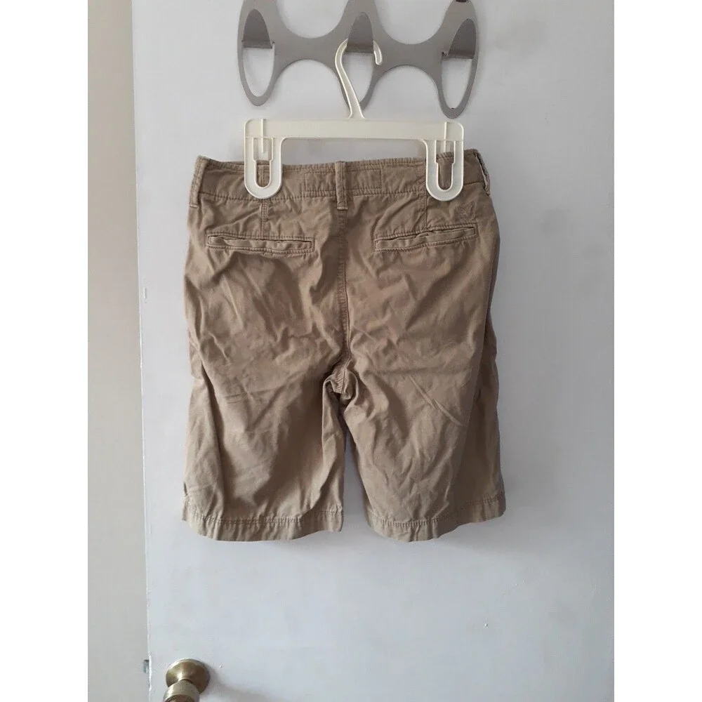 American Eagle Outfitters Shorts Mens 28 Khaki Cotton Canvas Flat Front Aeo